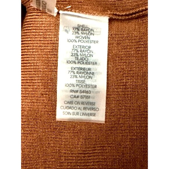 Calvin Klein S Copper Knit Satin Hem Tunic Top Layered Mock Neck Minimalist Chic - Picture 6 of 10